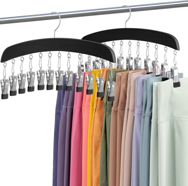 Leggings Hangers for Closet, MEILIDY 2 Pcs Wooden Hanging Leggings