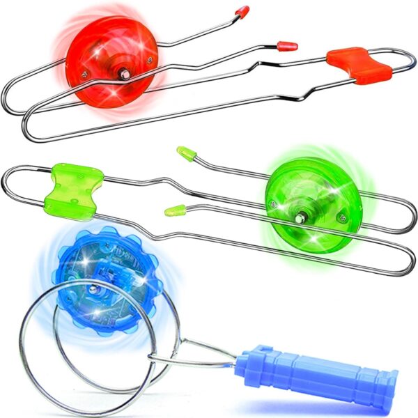 Easter Basket Stuffers Gifts 3pcs Light Up Gyro Wheel Toys for Kids Boys